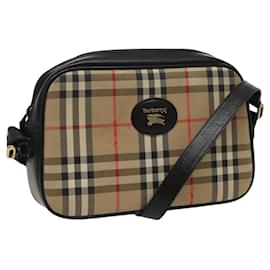 Autre Marque-Burberrys Nova Check Shoulder Bag Canvas Beige Brown Auth ep6408-Black,Beige