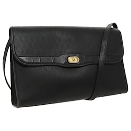 Christian Dior-Christian Dior Honeycomb Canvas Shoulder Bag PVC Leather Black Gold Auth fm4057-Black,Golden