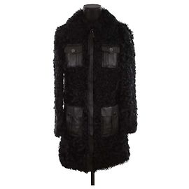 Longchamp Pelzmantel Schwarz