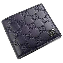 Gucci-Gucci Guccissima Billfold Bi-fold Wallet-Navy blue