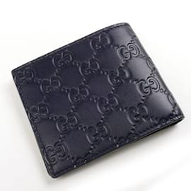 Gucci-Gucci Guccissima Billfold Bi-fold Wallet-Navy blue