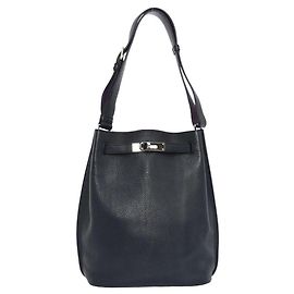 Hermès So Kelly 22 Taurillon Clemence Blu navy Viola scuro