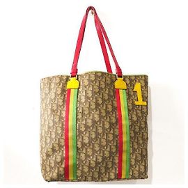 Christian Dior Totes Red Green Khaki Yellow