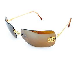 Chanel Gafas de sol CC Logo Marrón Dorado 4017-D Castaño Dorado