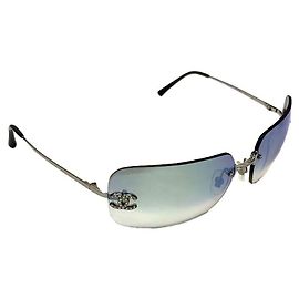 Chanel Sunglasses Blue Aqua Plastic Silvery Blue