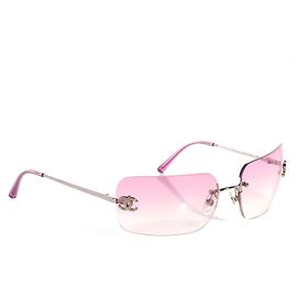 Óculos de sol Chanel rosa e prateados de plástico Prata Rosa