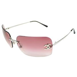 Chanel Sunglasses Red and Silvery Plastic Silvery Red