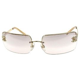 Óculos de sol Chanel CC Logo com strass dourado 4104-B Dourado