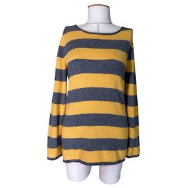 Autre Marque Pull Christian Berg en cachemire rayé jaune et gris Gris Jaune