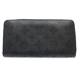 Louis Vuitton-Louis Vuitton Long Wallet M61867 Zippy Monogram Mahina Noir-Black