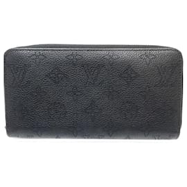 Louis Vuitton-Louis Vuitton Long Wallet M61867 Zippy Monogram Mahina Noir-Black