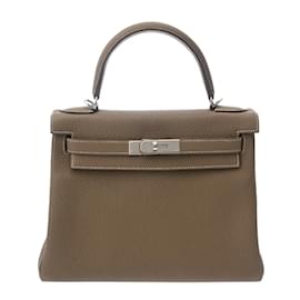 Hermès-Hermes Kelly 28 Handbag in Etoupe Gray-Taupe