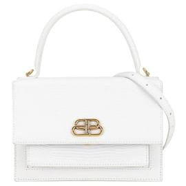 Balenciaga-Balenciaga Sharp Satchel Leather Handbag 2WAY-White