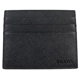 Prada-Prada Saffiano Leather Logo Card Case-Black