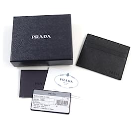 Prada-Prada Saffiano Leather Logo Card Case-Black