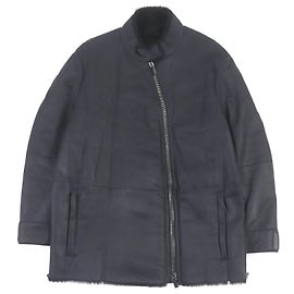 Giorgio Armani Lamb Leather Mouton Coat Navy Navy blue