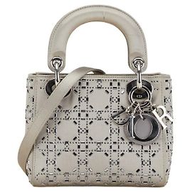 Dior Lady Dior Mini Satin Handbag Grey