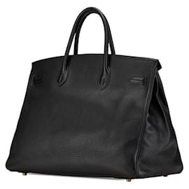 Hermès-Sac à main Hermes Birkin 40 Togo Noir Argent-Noir