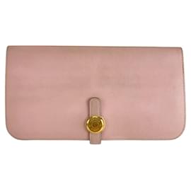 Hermès-Hermes Dogon Long Wallet Pink Rose Sakura-Pink