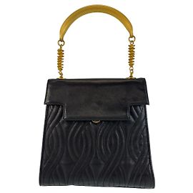 Fendi Vintage Macaroni Leather Handbag Black