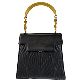 Fendi-Fendi Vintage Macaroni Leather Handbag-Black