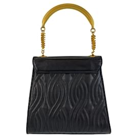 Fendi-Fendi Vintage Macaroni Leather Handbag-Black