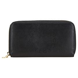Autre Marque Stella McCartney Punching Logo Leather Long Wallet Black