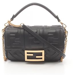 Fendi Leather Mini Baguette Small Handbag 8BS017 Black