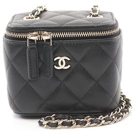 Chanel Mini Vanity Case Shoulder Bag Black Black