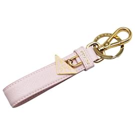 Prada-Prada Saffiano Triangle Logo Charm Keyring-Pink