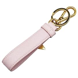 Prada-Prada Saffiano Triangle Logo Charm Keyring-Pink