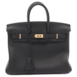 Hermès-Hermes Birkin 25 Handbag in Black Togo Leather-Black