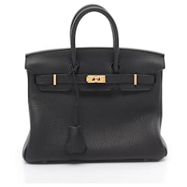 Hermès-Hermes Birkin 25 Handbag in Black Togo Leather-Black