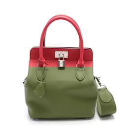 Hermès-Hermes Toolbox 20 Handbag in Red Swift Leather-Red