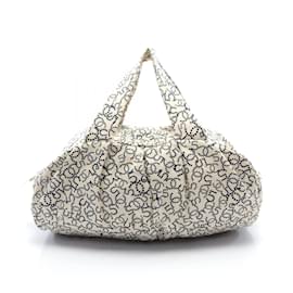 Chanel-Chanel No.5 Coco Mark Arabesque Handbag-Cream,Navy blue