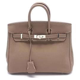 Hermès-Hermes Birkin 25 Handbag in Togo Leather-Brown,Taupe