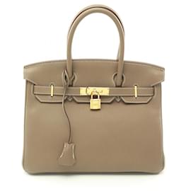 Hermès-Hermes Birkin 30 Handbag in Brown Togo Leather-Brown