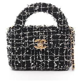 Chanel-Chanel CHANEL Chain Clutch Shoulder Bag-Black,White