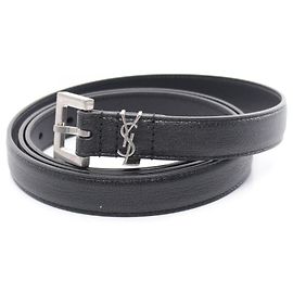 Yves Saint Laurent Black Leather Belt Black
