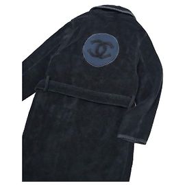 Chanel Wool Coat Black and Blue Black Blue