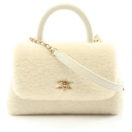 Chanel-Chanel Coco Handle Flap Handbag-White