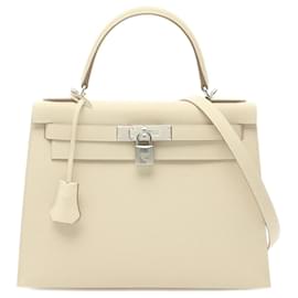 Hermès-Sac à main Hermes Kelly 28 en ivoire-Écru