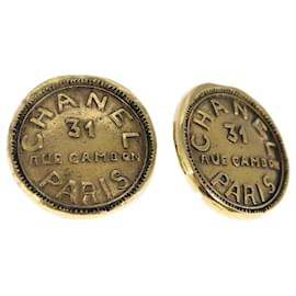 Chanel-CHANEL Earring metal Gold CC Auth bs20397-Golden