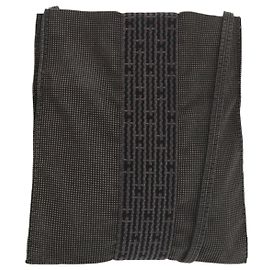 Hermès HERMES Shoulder Pouch Canvas Gray Auth 93263 Brown
