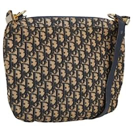 Christian Dior-Christian Dior Trotter Canvas Shoulder Bag Navy Gold Auth ep6603-Golden,Navy blue