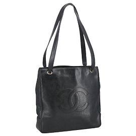 CHANEL COCO Borsa Tote in Pelle Caviar Nera Oro CC Auth bs20388 Nero D'oro