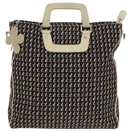Chanel-CHANEL Hand Bag Canvas 2way Black Silver CC Auth bs20203-Black,Silvery