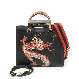 Gucci Diana Bamboo Medium Tote Bag Schwarz Mehrfarben