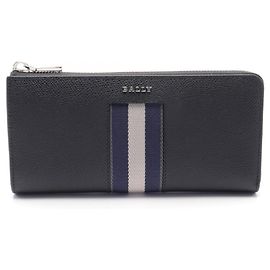 Portafoglio lungo a L Bally Blythen Nero Bianco Blu navy