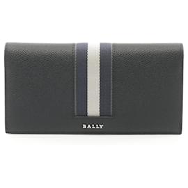 Bally-BALLY Bi-fold Long Wallet in Black Leather-Black